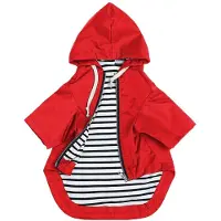 Merkloos Wasserdichte Hunde-Regenjacke - Doppellagiges Design - Verstellbarer Kordelzug - Hundebekleidung - Tasche - Bequem und Warm