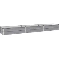 Syfax Hochbeet im Garten Grau 240 x 40 x 24 cm Verzinkter Stahl