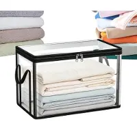 Merkloos Transparente Aufbewahrungsboxen mit Tragegriffen für Bücher und Dokumente