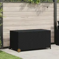 Merkloos Polyrotan-Aufbewahrungsbox, Schwarz, 120x65x61 cm
