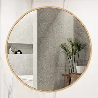 Merkloos Runder Wandspiegel aus Aluminium für Badezimmer und Schlafzimmer, 50 cm Durchmesser