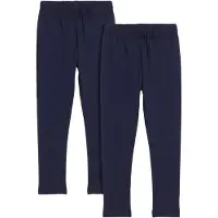 Bonprix Thermoleggings , Mädchen, Gr. 128/134, N-Gr, blau (dunkelblau), Obermaterial: 95% Baumwolle, 5% Elasthan, lang, Hosen Thermoleggings, für Kinder, mit Gummizug