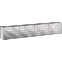 Syfax Hochbeet im Garten Verzinktes Silber 321 x 40 x 55 cm