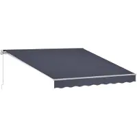 Vevor Manuelle, ausziehbare Markise, 350 x 300 cm. Außenmarkise für Terrasse, ausziehbare Sonnenschutzvorrichtung, wasserabweisende Polyester-Sonnenschutzhaube mit Kurbel für Terrasse, Balkon, Garten, grau