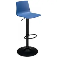 GRAND SOLEIL Design-Küchenbarhocker mit verstellbarem mattschwarzem Fuß Imola Matt - Blau