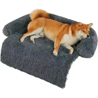 Sonstiges Plüsch Hundebett Flauschig Rutschfest Waschbar Dunkelgrau 60 x 55 x 10 cm