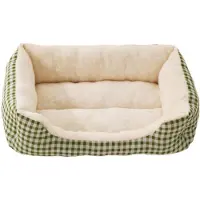 Sonstiges Hundebett Rechteckig Flauschig Plüsch Haustierbett Katzenbett Grün 63x48x14.5cm