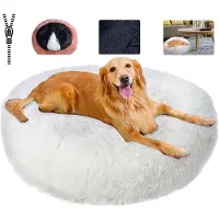 Sonstiges Haustierbett flauschig, waschbar, rund, weiß, 2XL (90cm)
