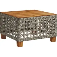 Merkloos Grauer Gartentisch aus Polyrotan, 55 x 55 x 36 cm