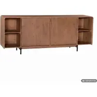 Wohnling Sideboard Mango Massivholz 180cm Anrichte mit 2 Türen und Regal Kommode modernes Design Schrank Holzkommode Handmade
