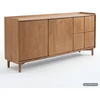 Wohnling Sideboard Mango Massivholz 160 cm, Anrichte mit Push-to-Open-System 160x45x70 cm