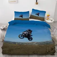 Sonstiges Bettwäsche-Set Motocross 200x200 cm 3-teilig Mikrofaser Wendebettwäsche mit Reißverschluss 3D Motiv