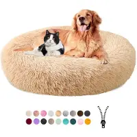 Sonstiges Hundebett Donut Flauschig Waschbar Abnehmbar Rutschfest Ø50cm Apricot