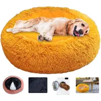 Sonstiges Hundebett Rund Donut Nest Flauschig Plüsch Waschbar L-70cm Golden