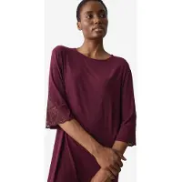 Triumph Nachthemd "Amourette NDK LSL", Damen, Gr. 40, N-Gr, 3/4 Arm, Single Jersey, rot (claret), Single Jersey, Obermaterial: 94% Modal, 6% Elasthan, Kleider Nachthemd, seidig - weich mit Stretch