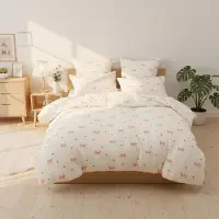 Sonstiges Bettwäsche Set 135x200 cm 2-teilig Mädchen Beige Rosa Schleifen Herzen Mikrofaser