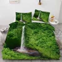 Sonstiges Bettwäsche-Set Wasserfall 220x240 cm 3-teilig Mikrofaser 3D Motiv Wendebettwäsche mit Reißverschluss