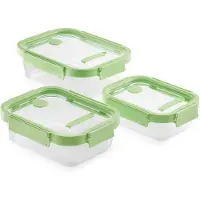 Lékué Set aus 3 rechteckigen Glasbehältern, 100% luftdicht:1520-1050-640 ml