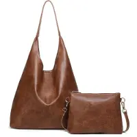 Merkloos Damen Handtaschen-Set, bestehend aus 2 Teilen, aus Leder