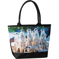 Merkloos Damentasche mit Mongoose-Motiv und praktischen Fächern