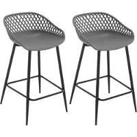 StarTech.com Barhocker, 2er-Set - Barstuhl - Kunststoff - Metallgestell - Durchbrochene Rückenlehne - Fußstütze - Grau