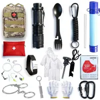 ShowTime Survival Kit Outdoor Notfall Set Camping Ausrüstung mit Wasserfilter Camo