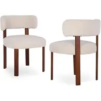 COLAMY 2er-Set Holz-Seitenstühle, Vintage-Küchenstühle im Landhausstil mit geschwungener offener Rückenlehne – Weiß