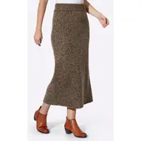 HEINE Strickrock , Damen, Gr. 44, braun (schoko, sesam, meliert), 69% Polyacryl, 15% Baumwolle, 11% Viskose, 5% Wolle, gemustert, mehrfarbig, meliert, lang, Röcke Strickrock