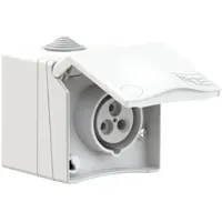 Pce 863-4v CEE-Wandsteckdose (AP) Design 16A 3p 4h IP44 (weiß) 8634v