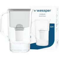 Wessper D1 SOLID Wasserfilterkanne 2,8 L Grau mit 1x aquaclassic Filter