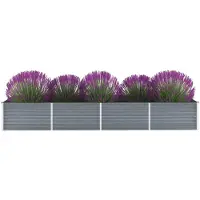 vidaXL Hochbeet Verzinkter Stahl Gemüsebeet Blumenkasten Pflanzkasten für Garten Terrasse Balkon und Hof Rechteckig Wetterfest Frostbeständig Grau 240 x 40 x 45 cm
