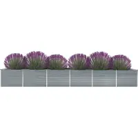 Generisch Hochbeet Metall Pflanzbeet Gemüsebeet Pflanzkasten Blumenbeet für Garten Balkon und Terrasse aus verzinktem Stahl mit offener Unterseite Grau 129 x 129 x 77 cm