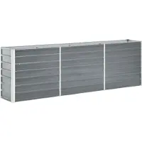 Generisch Hochbeet Metall Pflanzbeet für Gemüse Blumen und Kräuter Gartenbeet Pflanzkasten aus Stahl für Balkon Terrasse und Garten Bepflanzung Grau 320 x 80 x 77 cm B x B x H