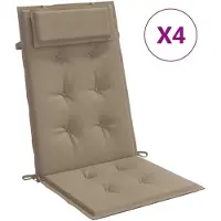 Generisch Hochlehner Auflagen Sitzkissen für Gartenstuhl und Sessel mit Rückenpolster wasserfest rutschfest waschmaschinenfest Länge 120 cm 4 Taupe