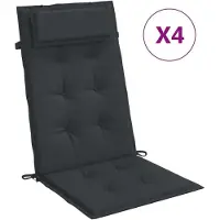 Generisch Hochlehner Auflagen Sitzkissen für Gartenstuhl und Sessel mit Rückenpolster wasserfest rutschfest waschmaschinenfest Länge 120 cm 4 Schwarz