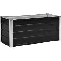 Generisch Hochbeet Metall Pflanzbeet für Gemüse Blumen und Kräuter Gartenbeet Pflanzkasten aus Stahl für Balkon Terrasse und Garten Bepflanzung Anthrazit 400 x 80 x 77 cm B x B x H