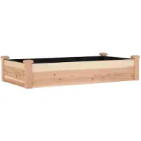 vidaXL Hochbeet Pflanzbeet Gemüsebeet Pflanzkasten aus Massivholz mit Vlieseinsatz und offenem Boden für Garten Terrasse Balkon Innenhof Natur - 120 x 60 x 25 cm