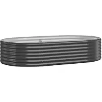 vidaXL Hochbeet Verzinkter Stahl oval Gemüsebeet Pflanzbeet Blumenkübel Metall für Garten Terrasse Balkon Gemüse Kräuter Blumen Anzucht Anthrazit175 x 100 x 36 cm