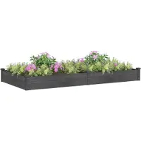 vidaXL Hochbeet Pflanzbeet Gemüsebeet Pflanzkasten aus Massivholz mit Vlieseinsatz und offenem Boden für Garten Terrasse Balkon Innenhof Grau - 240 x 120 x 25 cm