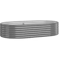 vidaXL Hochbeet Verzinkter Stahl oval Gemüsebeet Pflanzbeet Blumenkübel Metall für Garten Terrasse Balkon Gemüse Kräuter Blumen Anzucht Grau175 x 100 x 36 cm