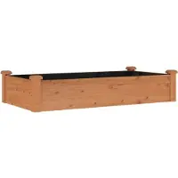 vidaXL Hochbeet Pflanzbeet Gemüsebeet Pflanzkasten aus Massivholz mit Vlieseinsatz und offenem Boden für Garten Terrasse Balkon Innenhof Braun - 120 x 60 x 25 cm