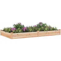 vidaXL Hochbeet Pflanzbeet Gemüsebeet Pflanzkasten aus Massivholz mit Vlieseinsatz und offenem Boden für Garten Terrasse Balkon Innenhof Natur - 240 x 120 x 25 cm