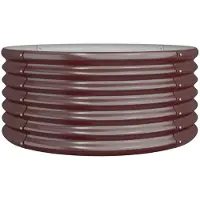 vidaXL Hochbeet Verzinkter Stahl oval Gemüsebeet Pflanzbeet Blumenkübel Metall für Garten Terrasse Balkon Gemüse Kräuter Blumen Anzucht Braun80x80x36 cm