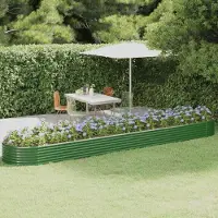 vidaXL Hochbeet Verzinkter Stahl oval Gemüsebeet Pflanzbeet Blumenkübel Metall für Garten Terrasse Balkon Gemüse Kräuter Blumen Anzucht Grün507 x 100 x 36 cm