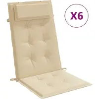 Generisch Hochlehner Auflagen Sitzkissen für Gartenstuhl und Sessel mit Rückenpolster wasserfest rutschfest waschmaschinenfest Länge 120 cm 6 Beige