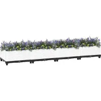 vidaXL Hochbeet Pflanzkasten mit Abflussloch Blumenbeet Kräuterbeet Pflanzbeet für Garten Balkon Terrasse Rattan-Optik wetterfest robust Weiß - 160 x 40 x 23 cm