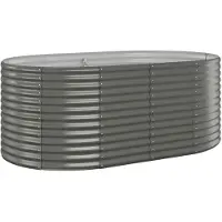 vidaXL Hochbeet Verzinkter Stahl oval Gemüsebeet Pflanzbeet Blumenkübel Metall für Garten Terrasse Balkon Gemüse Kräuter Blumen Anzucht Grau175x100x68 cm