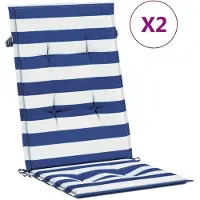 Generisch Gartenstuhlauflagen für Hochlehner Sitzauflagen Sitzkissen wasserfest UV-beständig rutschfest waschbar für Garten Terrasse 120 x 50 x 3 cm 4 Blau und weiß