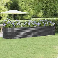 vidaXL Hochbeet Verzinkter Stahl oval Gemüsebeet Pflanzbeet Blumenkübel Metall für Garten Terrasse Balkon Gemüse Kräuter Blumen Anzucht Anthrazit396x100x68 cm