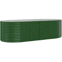 vidaXL Hochbeet Verzinkter Stahl oval Gemüsebeet Pflanzbeet Blumenkübel Metall für Garten Terrasse Balkon Gemüse Kräuter Blumen Anzucht Grün249x100x68 cm